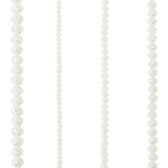12 Pack: White Faceted Glass Rondelle Beads by Bead Landing™